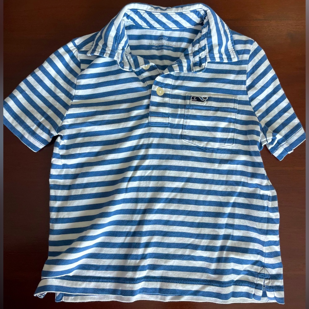Vineyard Vines Blue White Striped Polo Shirt 3T Like NEW